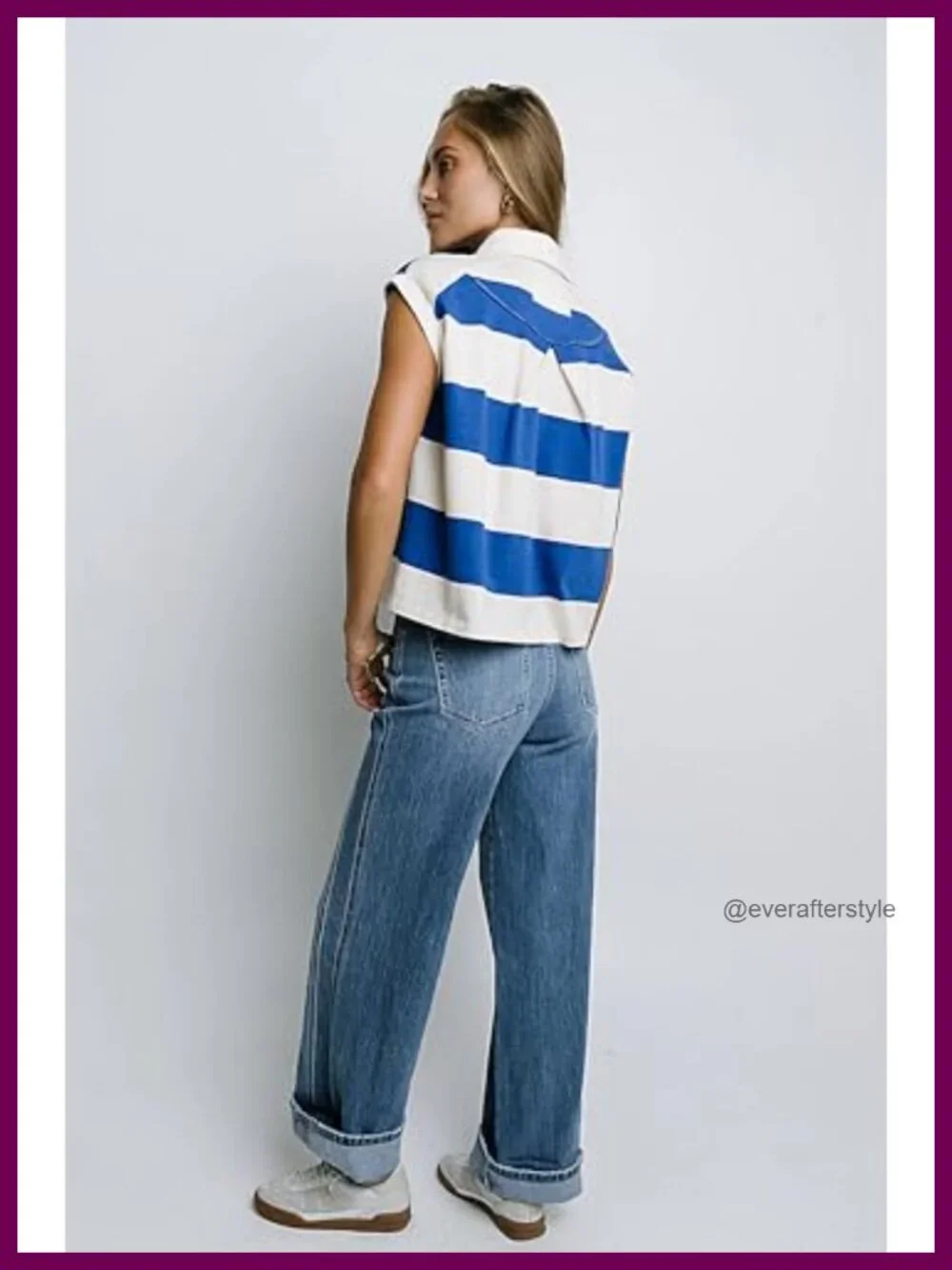 Sleeveless Rugby Striped Polo Shirt Women's Casual Cotton Spandex Button Henley